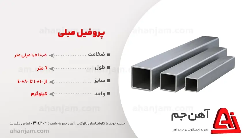 جدول وزن پروفیل سبک (وزن تمامی سایز ها)