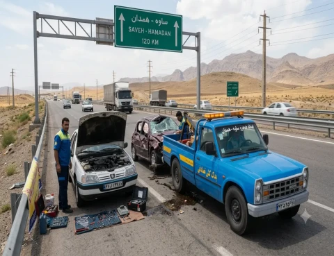 امداد خودرو اتوبان ساوه همدان